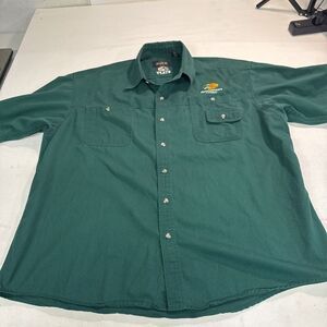 Bass Pro Shops Red Head Fishing Staff Forest Green Button Up Shirt‎ 2XL